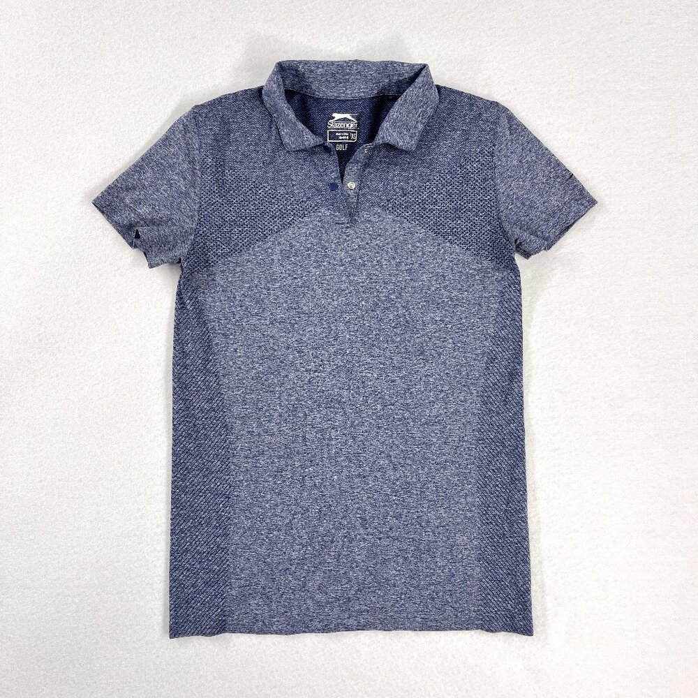 SOLD Slazenger Womens XS Golf Polo Short Sleeve Blue Snap Collar Performance Top